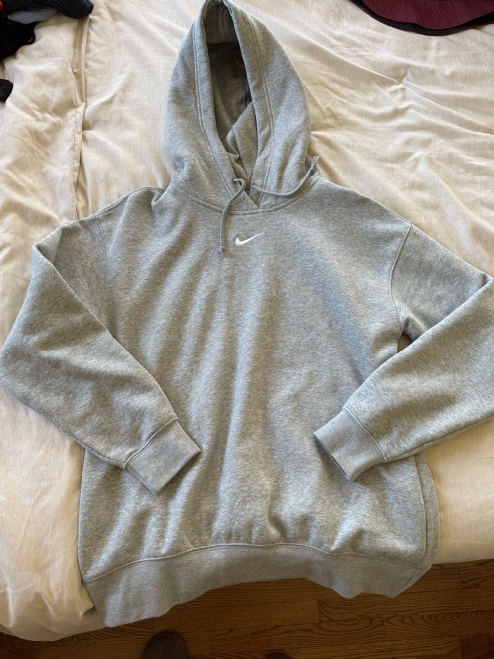 Nike Light Gray Pullover Hoodie with White Swoosh
